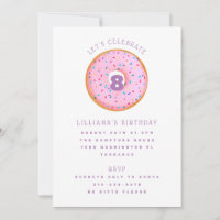 Rainbow Sprinkle Doughnut Pink Purple Kids Birthda