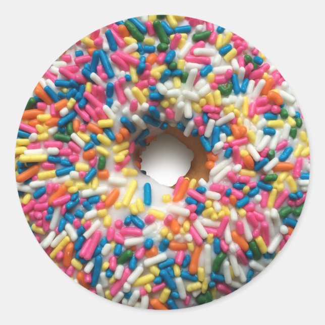 Rainbow Sprinkle Doughnut round stickers (Front)