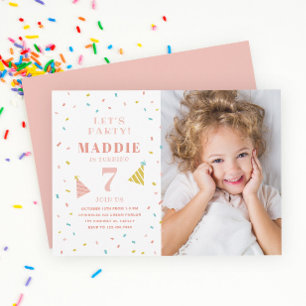 Rainbow Sprinkle Kids Birthday Party Invitation