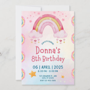 Rainbow Sprinkle Kids Birthday Party  Invitation