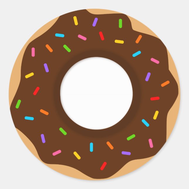 Rainbow Sprinkles Chocolate Doughnut Classic Round Sticker (Front)