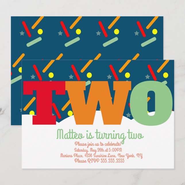 Rainbow Sprinkles Colourful Birthday Party Invitation (Front/Back)