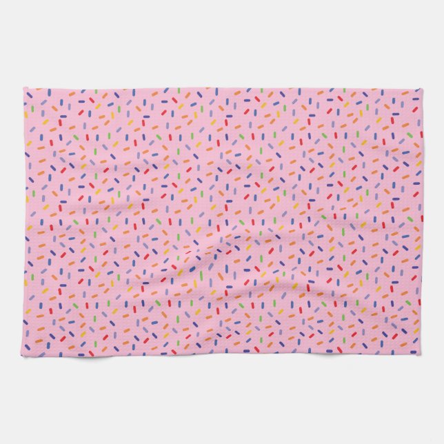 Rainbow Sprinkles Colourful Confetti Light Pink Tea Towel (Horizontal)