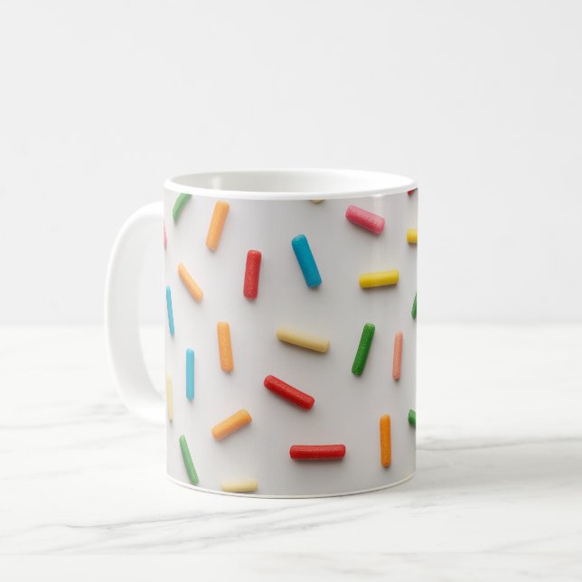 Rainbow Sprinkles Colourful Pattern Coffee Mug (Front Left)