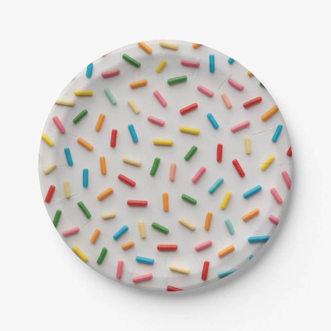 Rainbow Sprinkles Colourful Pattern Paper Plate (Front)