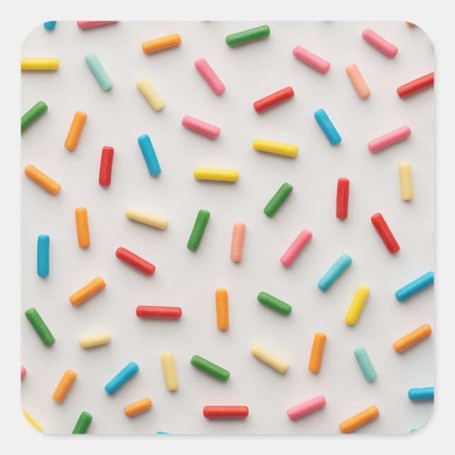 Rainbow Sprinkles Colourful Pattern Square Sticker (Front)