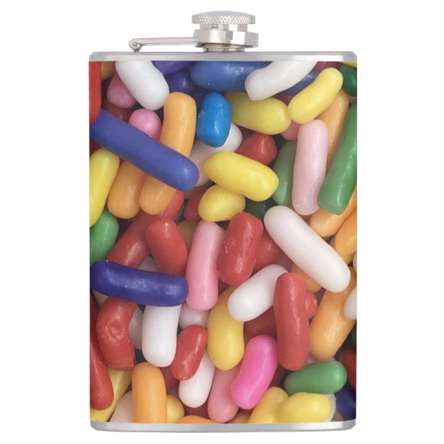 Rainbow Sprinkles Hip Flask (Front)