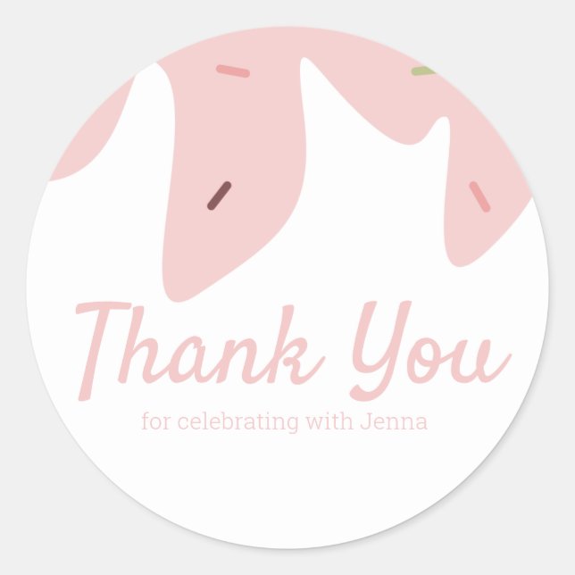 Rainbow Sprinkles Ice Cream Cake Frosting Pink Classic Round Sticker (Front)