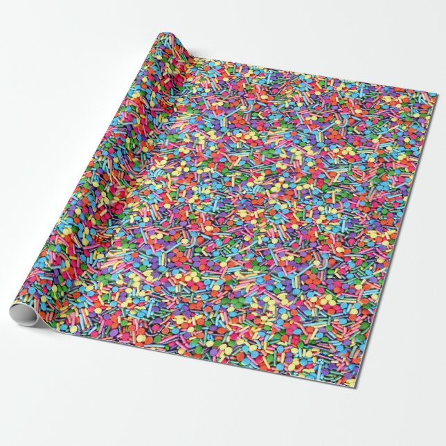 Rainbow Sprinkles Rainbow Jimmies Wrapping Paper (Unrolled)