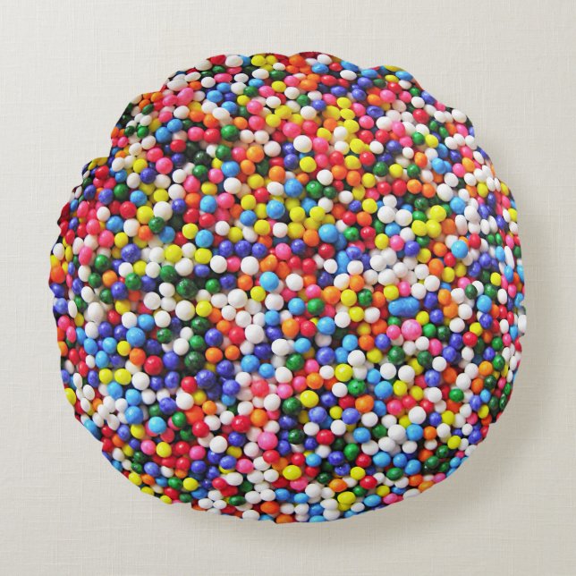 Rainbow sprinkles round cushion (Front)