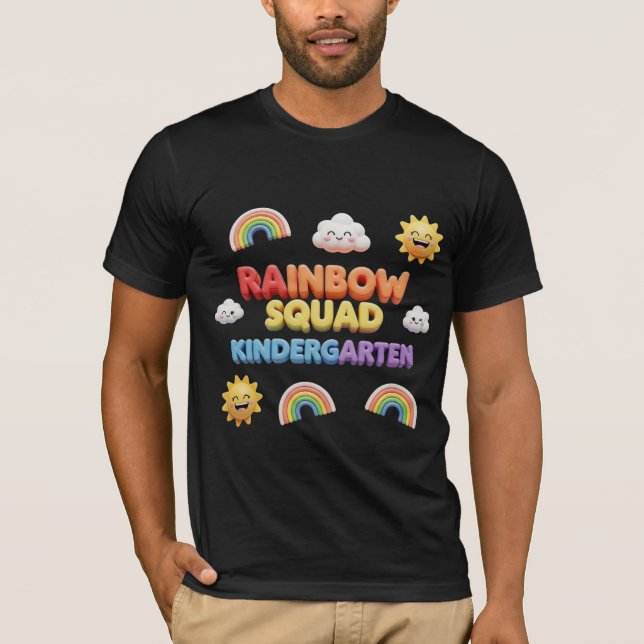 Rainbow Squad Kindergarten 3D Back to School T-Shirt (Front)