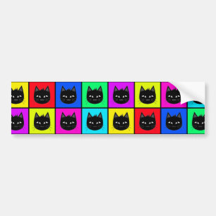 Rainbow Square Cat Pattern Bumper Sticker