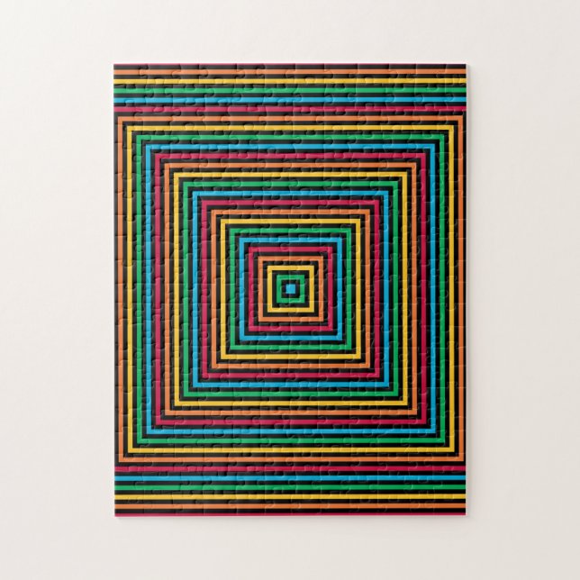 Rainbow Square Hypnotic Illusion Challenging Jigsaw Puzzle (Vertical)