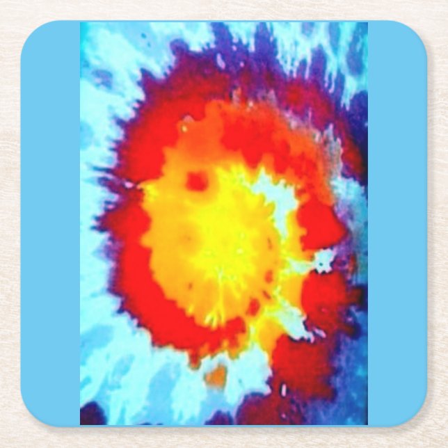 Rainbow Square Paper Coaster (Front)