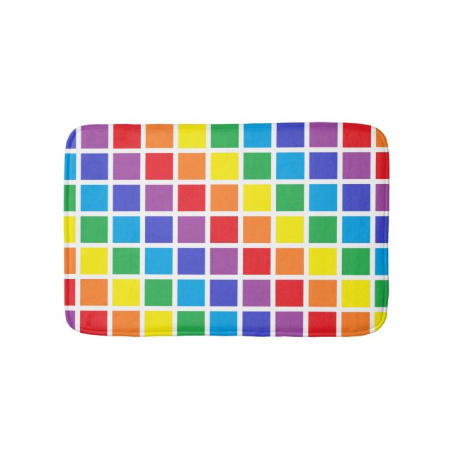 Rainbow Squares Bath Mat (Front)