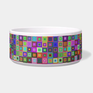 rainbow squares cat food bowl