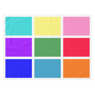 Rainbow Squares on White  Tablecloth