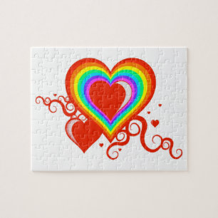 rainbow squiggle heart jigsaw puzzle