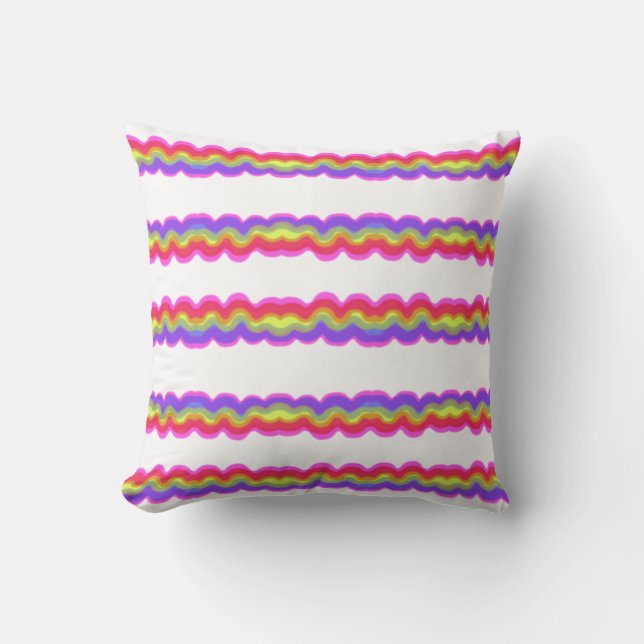 Rainbow Squiggle Stripe Cushion (Front)
