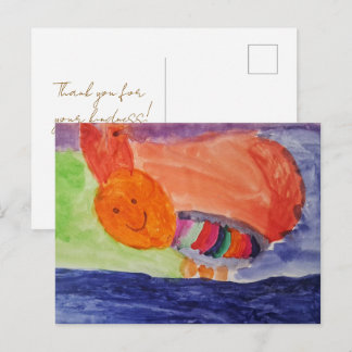 Rainbow Squirrel — Cute Kids Art Thank You Postcard