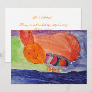 Rainbow Squirrel Kids Birthday Party Invitation