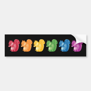 Rainbow Squirrels Bumper Sticker