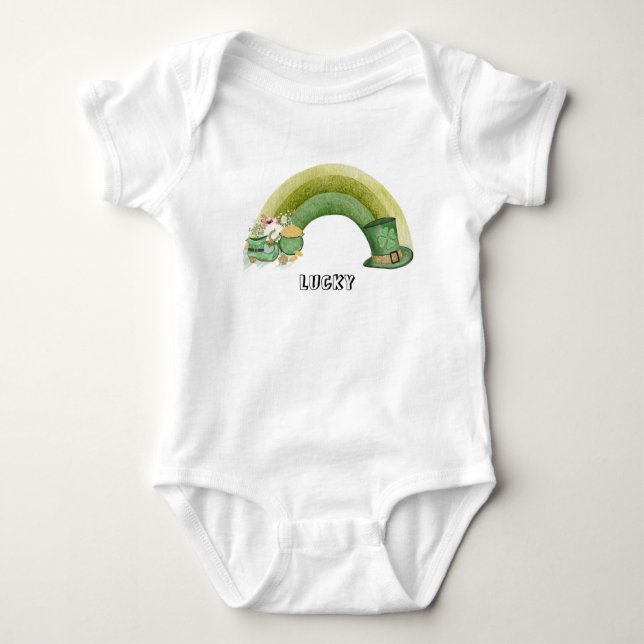 rainbow st patrick's day baby bodysuit (Front)