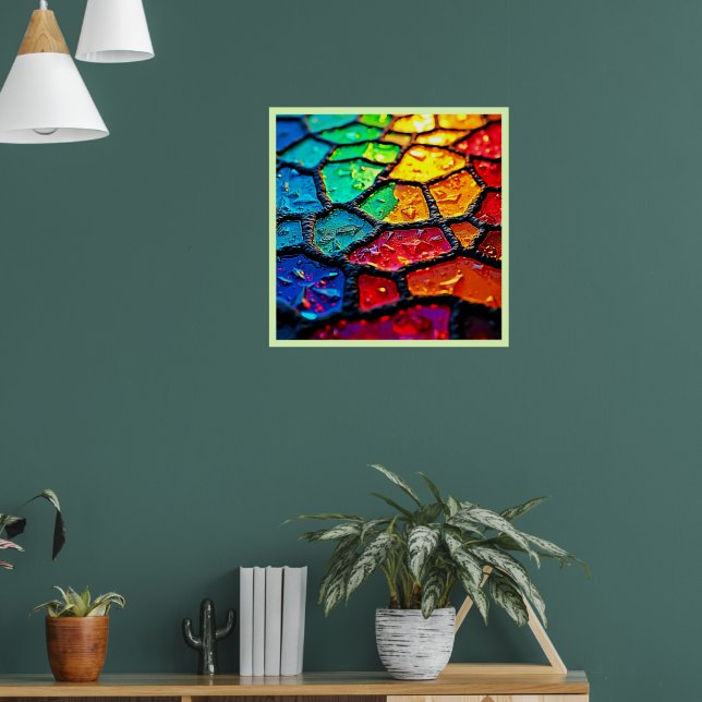 Rainbow Stained Glass Close-Up Art Poster (Living Room 1)