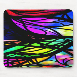 Rainbow Stained Glass Colourful Fancy Fun Mouse Pad