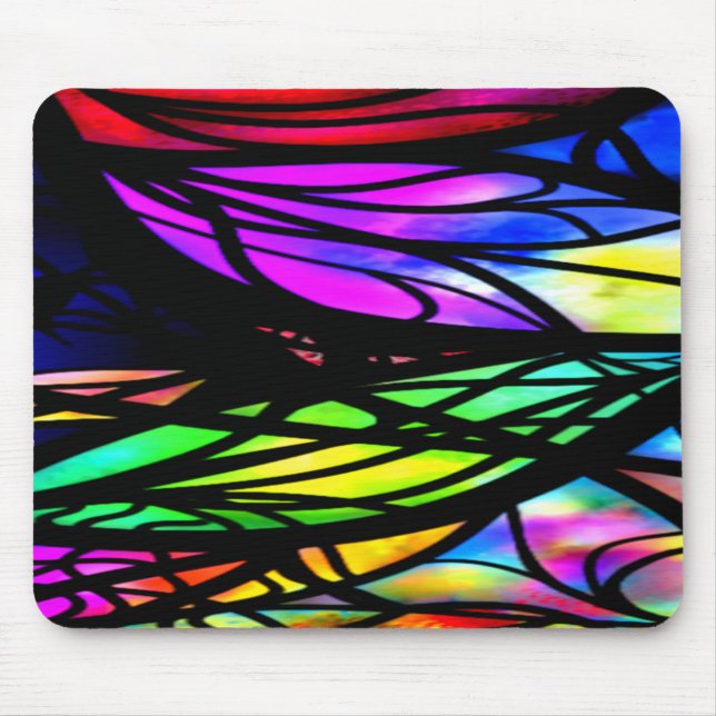 Rainbow Stained Glass Colourful Fancy Fun Mouse Pad (Front)