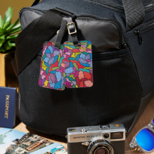Rainbow Stained Glass Flowers Abstract Luggage Tag
