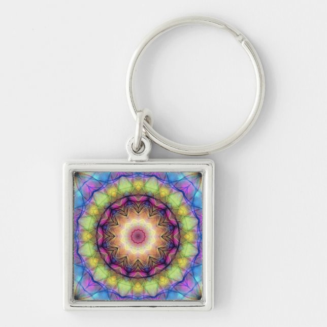 Rainbow stained Glass Key Ring (Front)