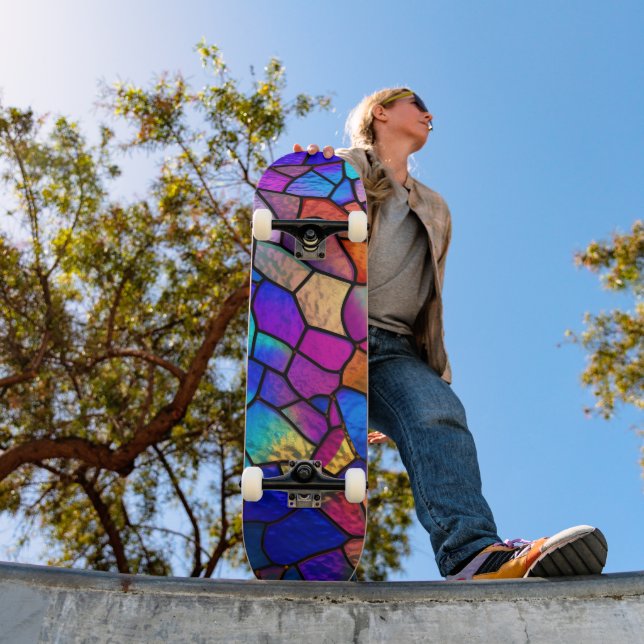 Rainbow Stained Glass Pattern Skateboard (Outdoor 1)