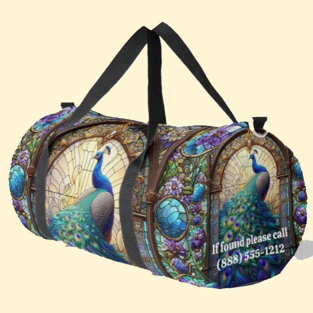 Rainbow Stained Glass Peacock Large Duffel Bag (Creator Uploaded)