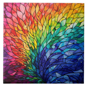 Rainbow Stained Glass  Tile