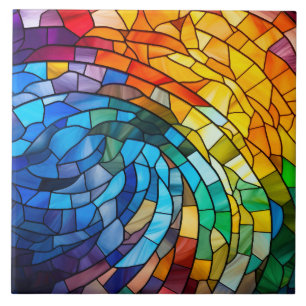 Rainbow Stained Glass  Tile