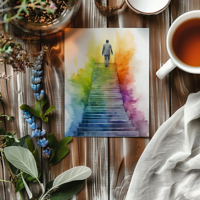Rainbow Stairs Man Coming Out Invitation (Creator Uploaded)