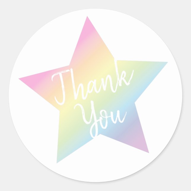 Rainbow Star Baby Shower Classic Round Sticker (Front)
