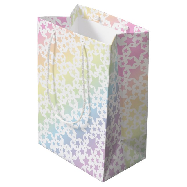 Rainbow Star Baby Shower Medium Gift Bag (Back Angled)
