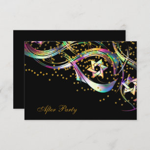 Rainbow Star Confetti Flourish After Party Card