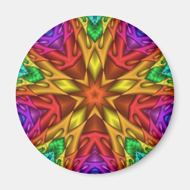 Rainbow Star Fractal Sacred Geometry Magnet (Front)