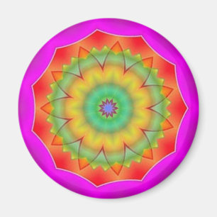 Rainbow Star Kaleidoscope Mandala Heart Sticker Magnet