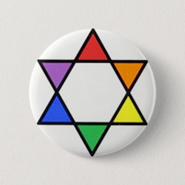 rainbow star of david 6 cm round badge (Front)