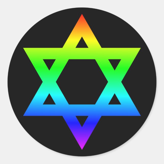 Rainbow Star of David Classic Round Sticker (Front)