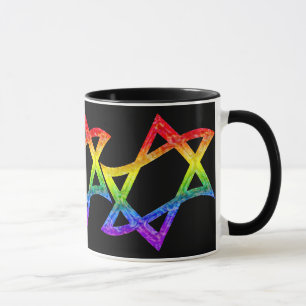 Rainbow Star of David Mugs