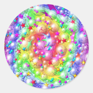 Rainbow Star Parade Classic Round Sticker