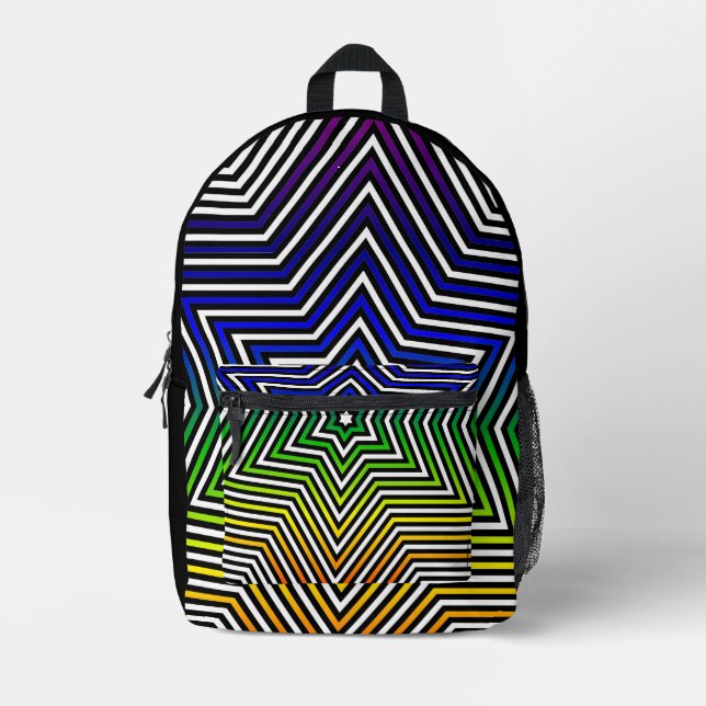 Rainbow Star Pattern All over print backpack (Front)