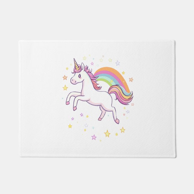 Rainbow Star Unicorn (1) Doormat (Front)