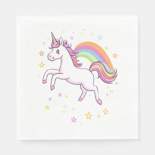 Rainbow Star Unicorn (1) Napkin (Front)