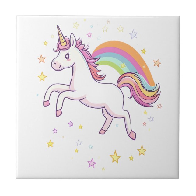 Rainbow Star Unicorn (1) Tile (Front)